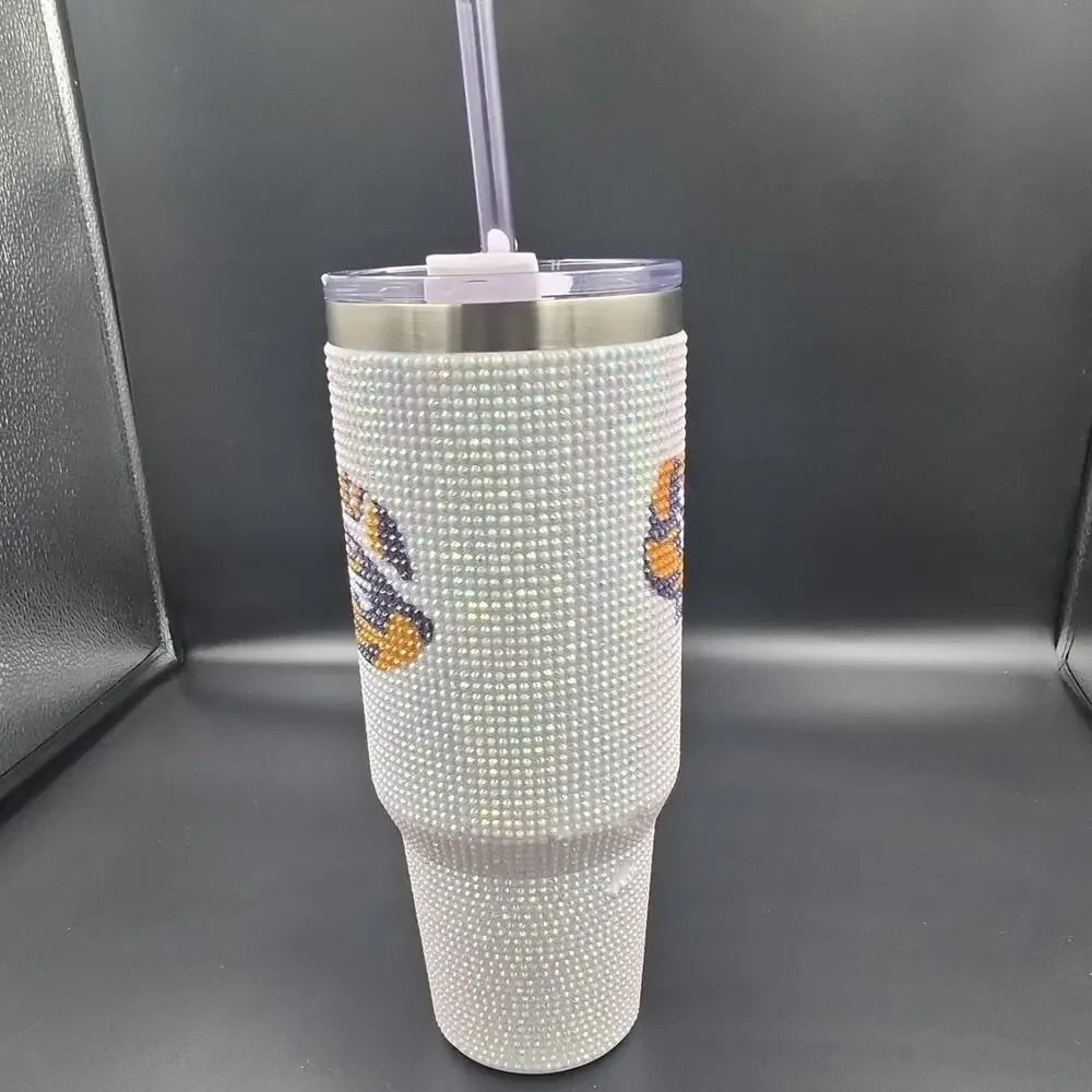 The Memory Company LSU Tigers 40oz Bling Tumbler White Purple Gold Football